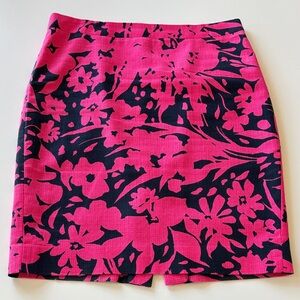 J. Crew Pink and Black (Deep Navy) Floral Mini Skirt